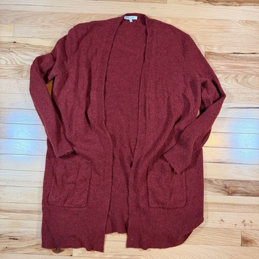 Madewell Cardigan Sweater Top Womens Med Red Merino Wool Alpaca Nylon Open Long